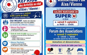 REPRISE des ACTIVITES et ANIMATIONS de RENTREE