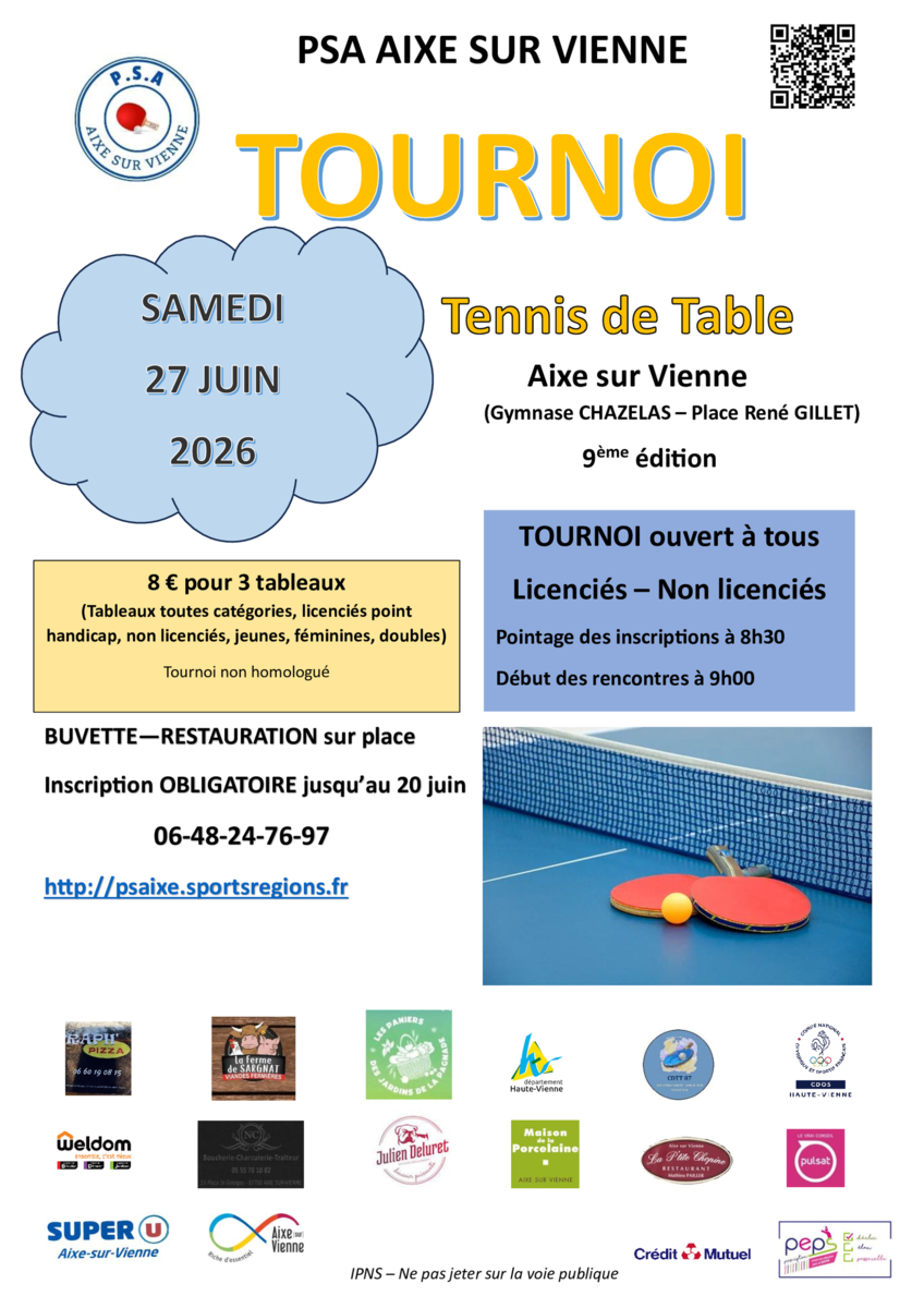 TOURNOI ouvert à tous 27/06/26