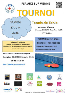 TOURNOI ouvert à tous 27/06/26